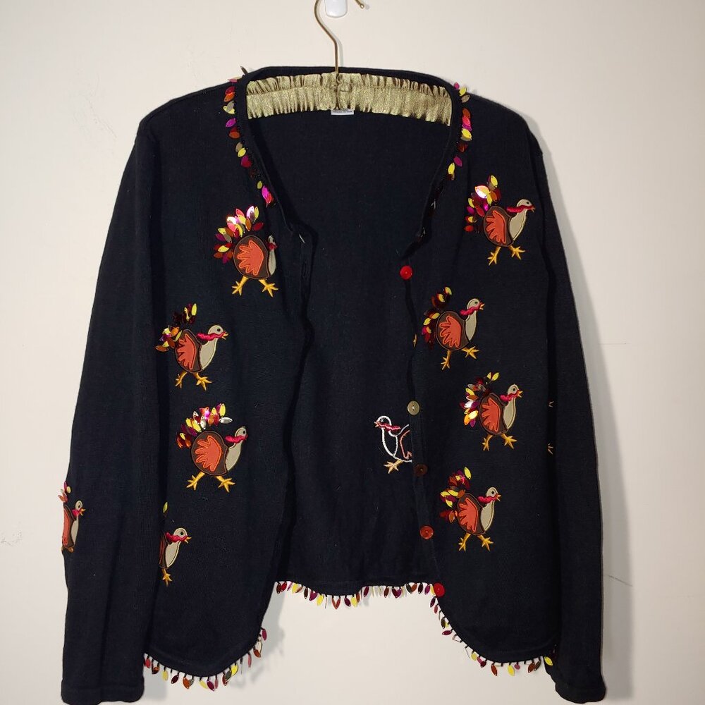 Bellepointe Vintage Embroidered Button Up Cardigan Size XL Black - Picture 2 of 6